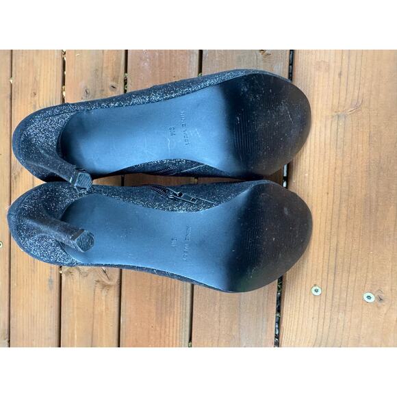 Nine West RILYNNO Black Heels Ankle Peep-Toe - Black Sparkly - Women's US 9 - Picture 6 of 6